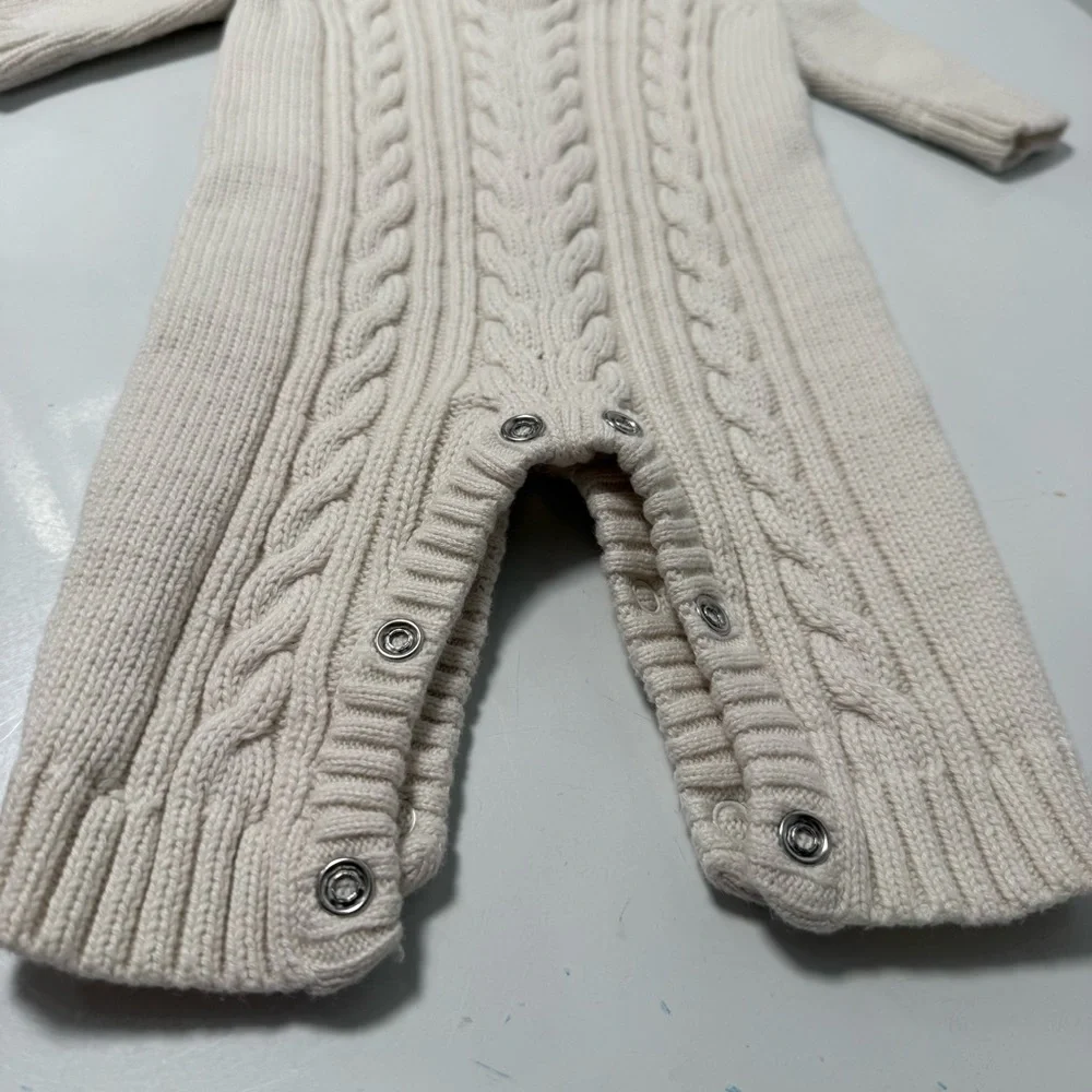Cream Cable Knit Baby Onesie